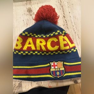 Kids Barcelona FCB winter hat/beanie with Pom pom